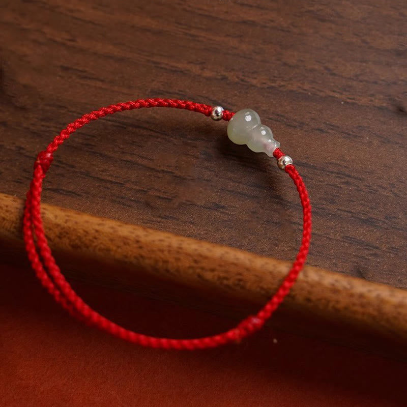 Fortune Jewel Gourd Hetian Jade Red String Prosperity Bracelet Anklet - Fortune Jewel