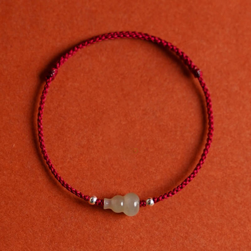 Fortune Jewel Gourd Hetian Jade Red String Prosperity Bracelet Anklet - Fortune Jewel