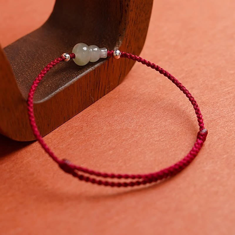 Fortune Jewel Gourd Hetian Jade Red String Prosperity Bracelet Anklet - Fortune Jewel