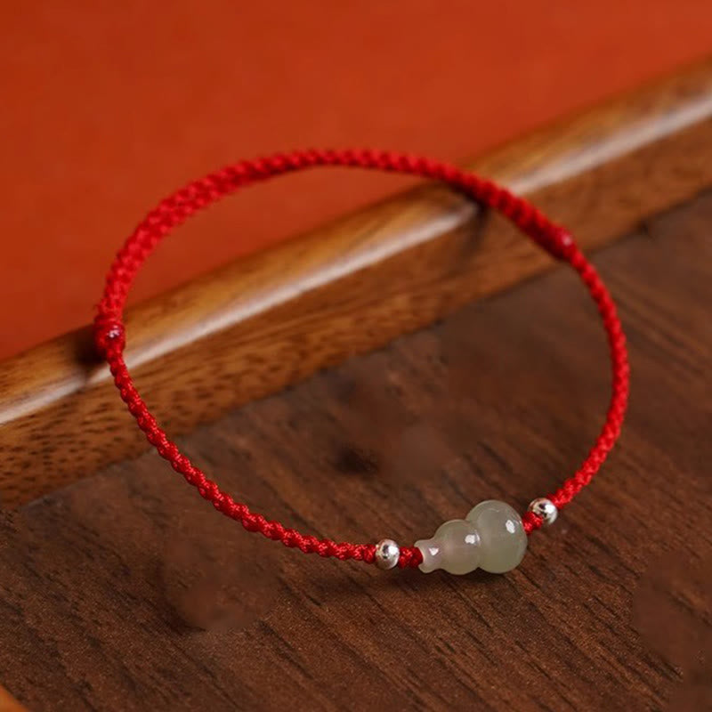 Fortune Jewel Gourd Hetian Jade Red String Prosperity Bracelet Anklet - Fortune Jewel