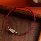 Fortune Jewel Gourd Hetian Jade Red String Prosperity Bracelet Anklet - Fortune Jewel