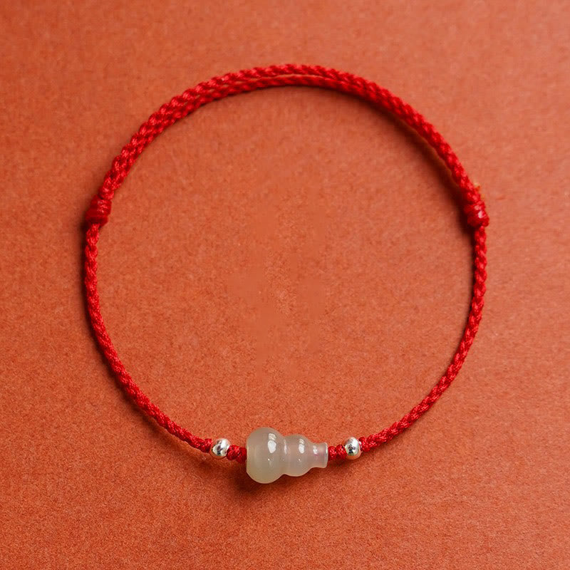 Fortune Jewel Gourd Hetian Jade Red String Prosperity Bracelet Anklet - Fortune Jewel