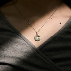 Fortune Jewel "May You Find Your Own Meaning" Natural A-Z Letter Jade 925 Sterling Silver Chain Necklace Includes Gift Message Card - Fortune Jewel