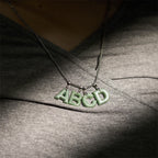Fortune Jewel Natural A-Z Letter Jade Titanium Steel Wide Chain Prosperity Necklace Pendant - Fortune Jewel