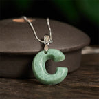 Fortune Jewel "May You Find Your Own Meaning" Natural A-Z Letter Jade 925 Sterling Silver Chain Necklace Includes Gift Message Card - Fortune Jewel