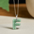 Fortune Jewel "May You Find Your Own Meaning" Natural A-Z Letter Jade 925 Sterling Silver Chain Necklace Includes Gift Message Card - Fortune Jewel