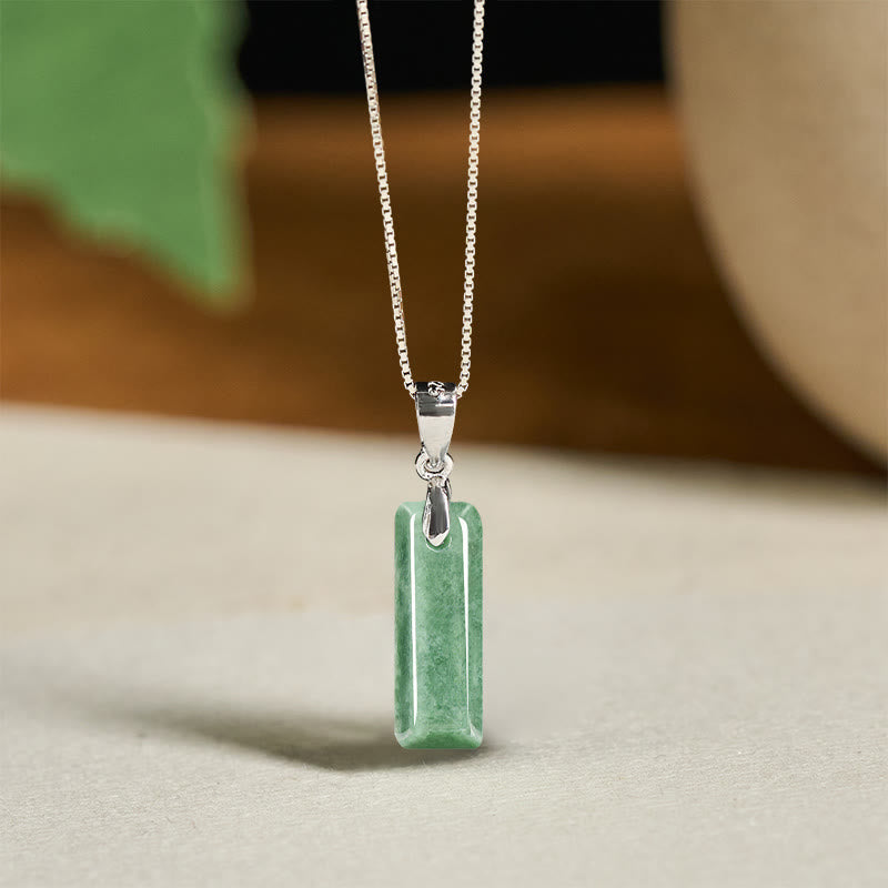 Fortune Jewel "May You Find Your Own Meaning" Natural A-Z Letter Jade 925 Sterling Silver Chain Necklace Includes Gift Message Card - Fortune Jewel