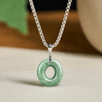 Fortune Jewel Natural A-Z Letter Jade Titanium Steel Wide Chain Prosperity Necklace Pendant - Fortune Jewel