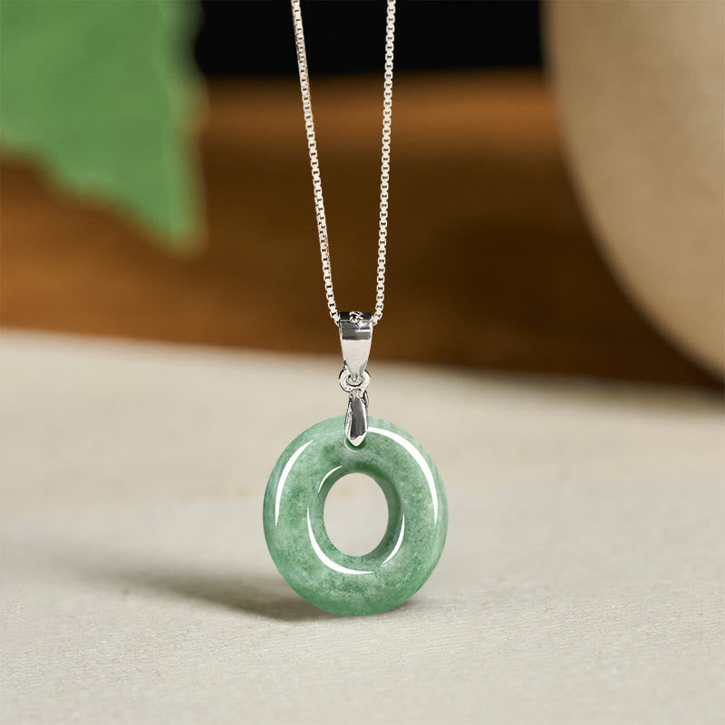Fortune Jewel "May You Find Your Own Meaning" Natural A-Z Letter Jade 925 Sterling Silver Chain Necklace Includes Gift Message Card - Fortune Jewel