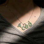 Fortune Jewel "May You Find Your Own Meaning" Natural A-Z Letter Jade 925 Sterling Silver Chain Necklace Includes Gift Message Card - Fortune Jewel