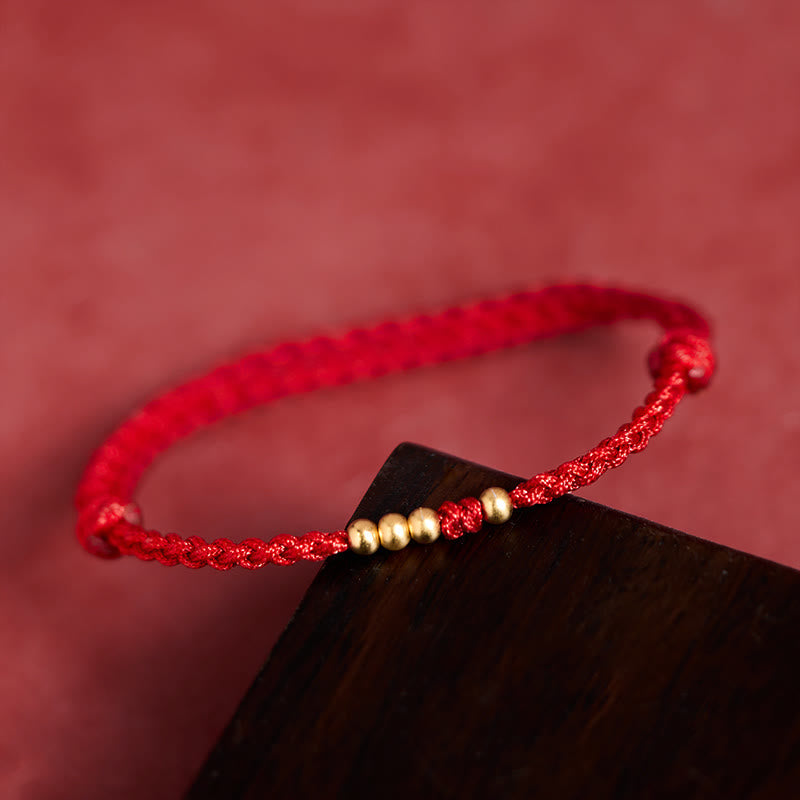Fortune Jewel "Blessings for Clear Connections" 925 Sterling Silver Plated Gold Beads Red String Bracelet Includes Gift Message Card - Fortune Jewel