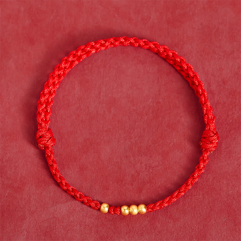 Fortune Jewel "Blessings for Clear Connections" 925 Sterling Silver Plated Gold Beads Red String Bracelet Includes Gift Message Card - Fortune Jewel