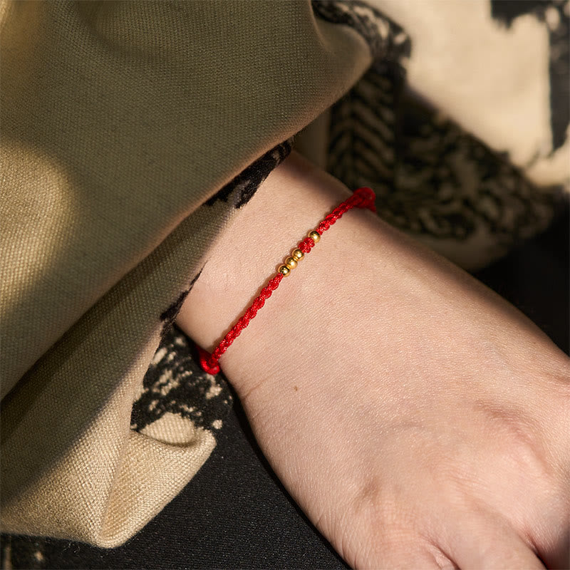 Fortune Jewel "Blessings for Clear Connections" 925 Sterling Silver Plated Gold Beads Red String Bracelet Includes Gift Message Card - Fortune Jewel