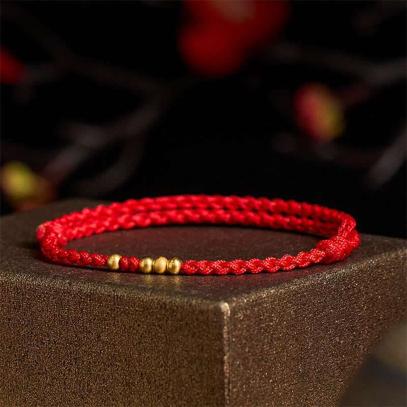 Fortune Jewel "Blessings for Clear Connections" 925 Sterling Silver Plated Gold Beads Red String Bracelet Includes Gift Message Card - Fortune Jewel