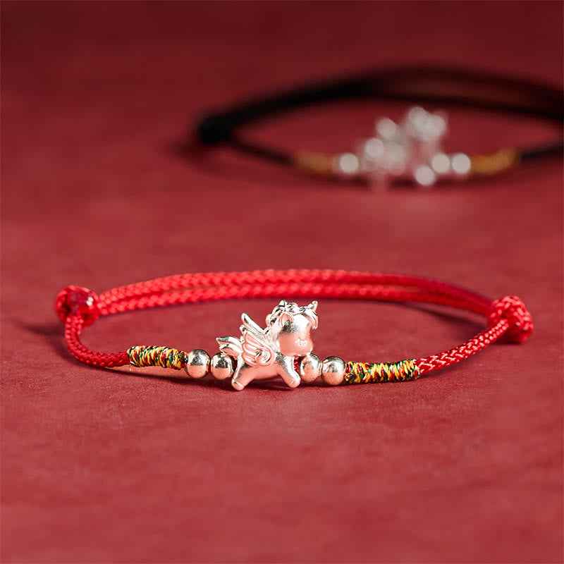 Fortune Jewel 925 Sterling Silver Year Of The Horse Prosperity String Bracelet