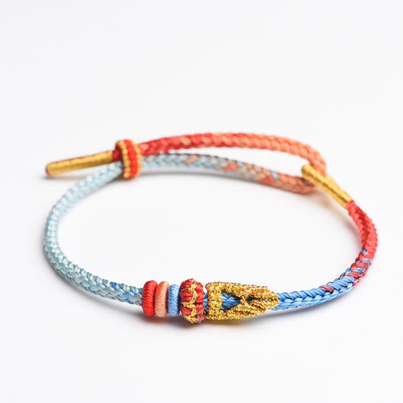 Fortune Jewel Colorful Rope Eight Thread Peace Knot Luck Handmade Bracelet