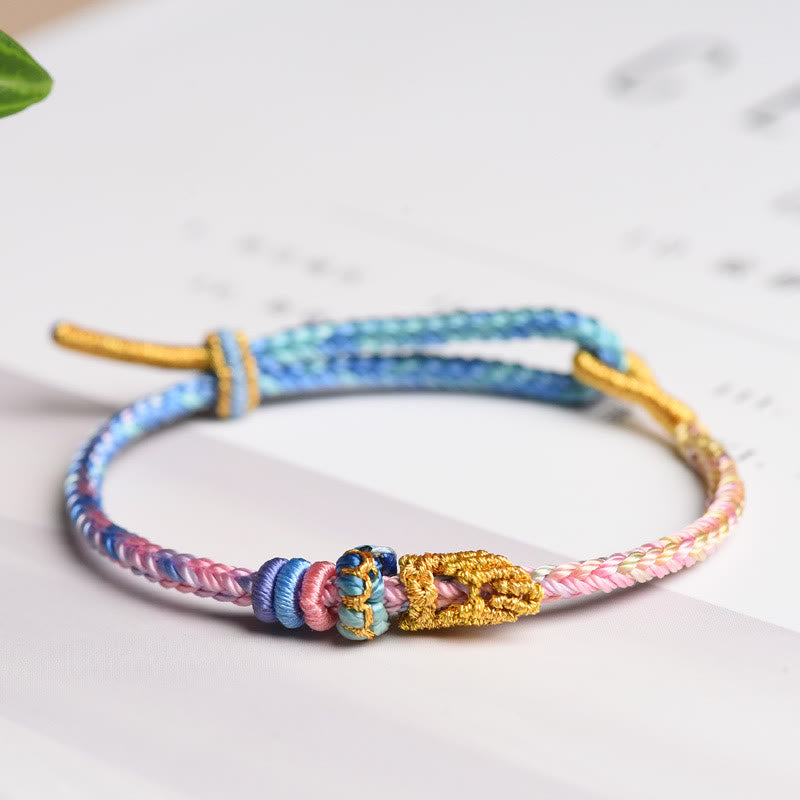 Fortune Jewel Colorful Rope Eight Thread Peace Knot Luck Handmade Bracelet