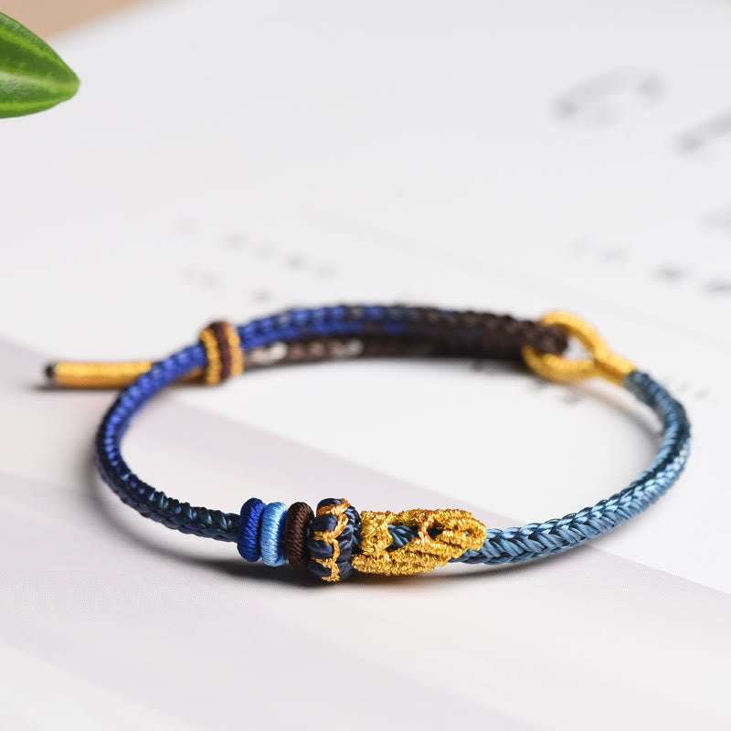 Fortune Jewel Colorful Rope Eight Thread Peace Knot Luck Handmade Bracelet