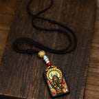 Fortune Jewel Tibetan Ganesh Ganpati Elephant Ebony Wood Rope Peace Necklace Pendant - Fortune Jewel
