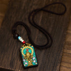 Fortune Jewel Tibetan Ganesh Ganpati Elephant Ebony Wood Rope Peace Necklace Pendant - Fortune Jewel