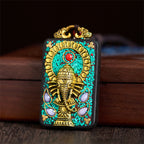 Fortune Jewel Tibetan Ganesh Ganpati Elephant Ebony Wood Rope Peace Necklace Pendant - Fortune Jewel