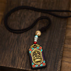 Fortune Jewel Tibetan Ganesh Ganpati Elephant Ebony Wood Rope Peace Necklace Pendant - Fortune Jewel