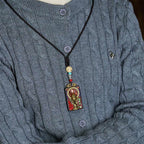 Fortune Jewel Tibetan Ganesh Ganpati Elephant Ebony Wood Rope Peace Necklace Pendant - Fortune Jewel