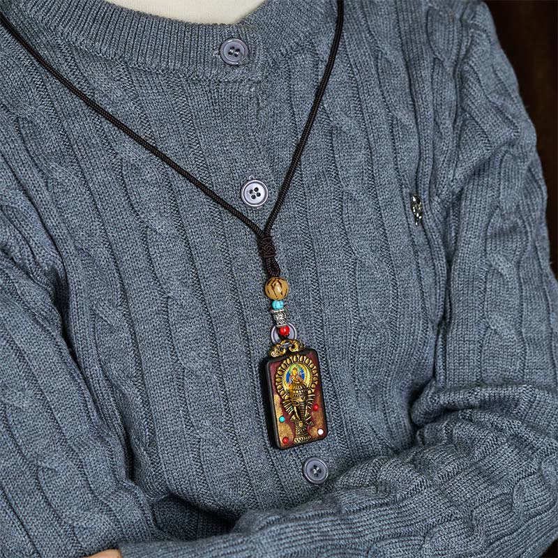 Fortune Jewel Tibetan Ganesh Ganpati Elephant Ebony Wood Rope Peace Necklace Pendant - Fortune Jewel