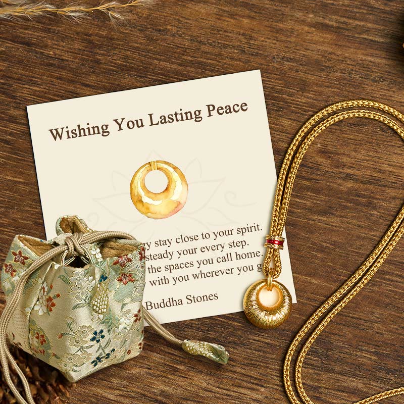 Fortune Jewel "Wishing You Lasting Peace" 24k Gold Plated Copper Peace Buckle Necklace Includes Gift Message Card - Fortune Jewel