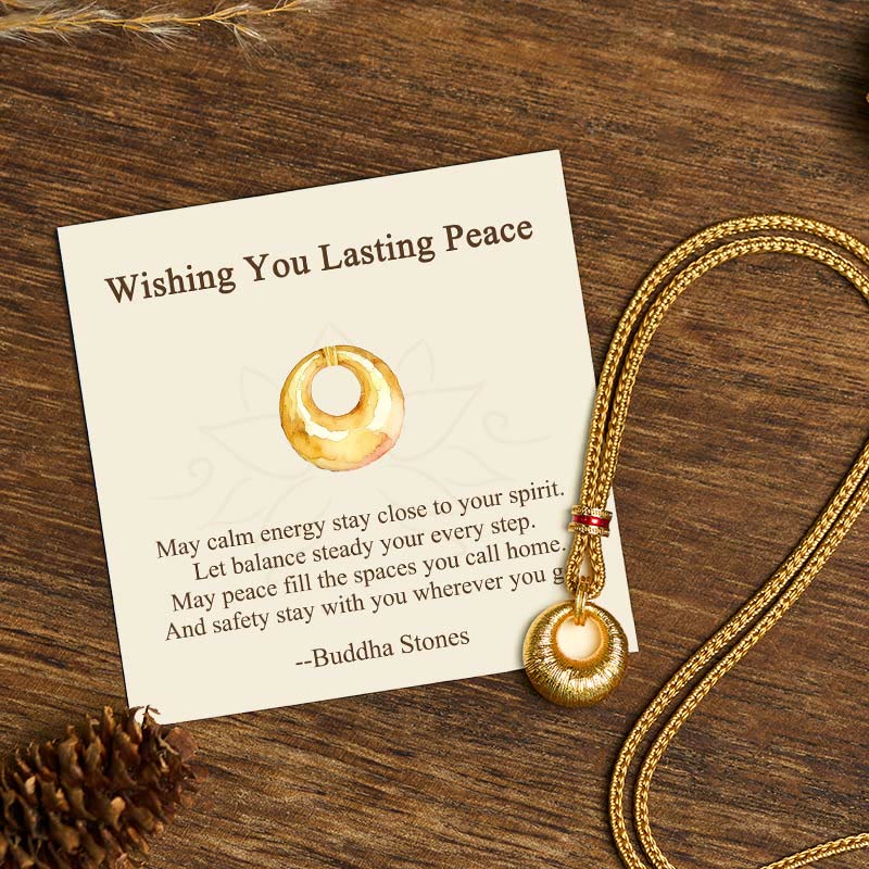 Fortune Jewel "Wishing You Lasting Peace" 24k Gold Plated Copper Peace Buckle Necklace Includes Gift Message Card - Fortune Jewel