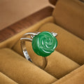 Fortune Jewel Rose Green Jasper Copper Plated Silver Adjustable Balance Ring - Fortune Jewel