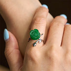 Fortune Jewel Rose Green Jasper Copper Plated Silver Adjustable Balance Ring - Fortune Jewel