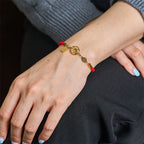 Fortune Jewel Peace Buckle Attract Fortune Charm Titanium Steel Red String Connection Bracelet - Fortune Jewel