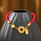Fortune Jewel Peace Buckle Attract Fortune Charm Titanium Steel Red String Connection Bracelet - Fortune Jewel