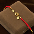 Fortune Jewel Peace Buckle Attract Fortune Charm Titanium Steel Red String Connection Bracelet - Fortune Jewel