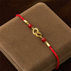 Fortune Jewel Connected Peace Buckles Copper Plated Gold Red String Protection Bracelet - Fortune Jewel