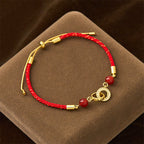 Fortune Jewel Connected Peace Buckles Copper Plated Gold Red String Protection Bracelet - Fortune Jewel