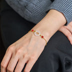 Fortune Jewel Peace Buckle Hetian White Jade Copper Plated Gold Protection Bracelet - Fortune Jewel