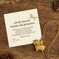 Fortune Jewel "All The Best For Fortune And Protection" Year Of The Horse 24k Gold Plated Brass Necklace Includes Gift Message Card