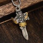 Fortune Jewel Tibetan Vajra Three Heads Six Arms Design Copper Healing Spiritual Power Necklace Pendant - Fortune Jewel