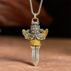 Fortune Jewel Tibetan Vajra Three Heads Six Arms Design Copper Healing Spiritual Power Necklace Pendant - Fortune Jewel