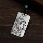 Fortune Jewel Year of the Horse Chinese Zodiac Natal Buddha Copper Plated Silver Balance Necklace Pendant