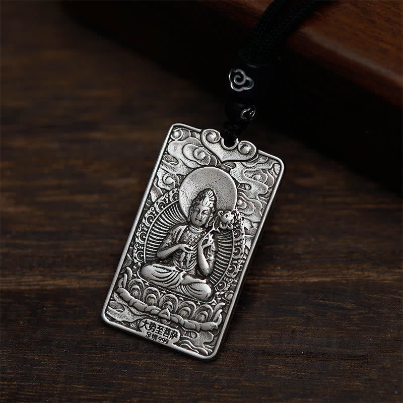 Fortune Jewel Year of the Horse Chinese Zodiac Natal Buddha Copper Plated Silver Balance Necklace Pendant