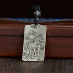 Fortune Jewel Year of the Horse Chinese Zodiac Natal Buddha Copper Plated Silver Balance Necklace Pendant