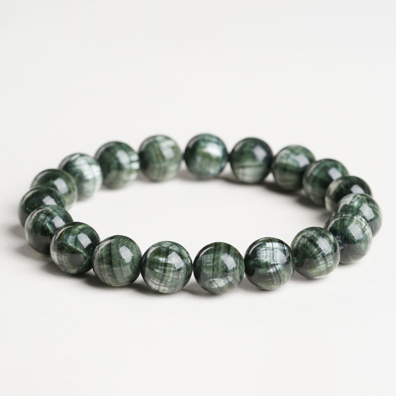 Fortune Jewel Natural Seraphinite Round Emotional Balance Beaded Bracelet - Fortune Jewel