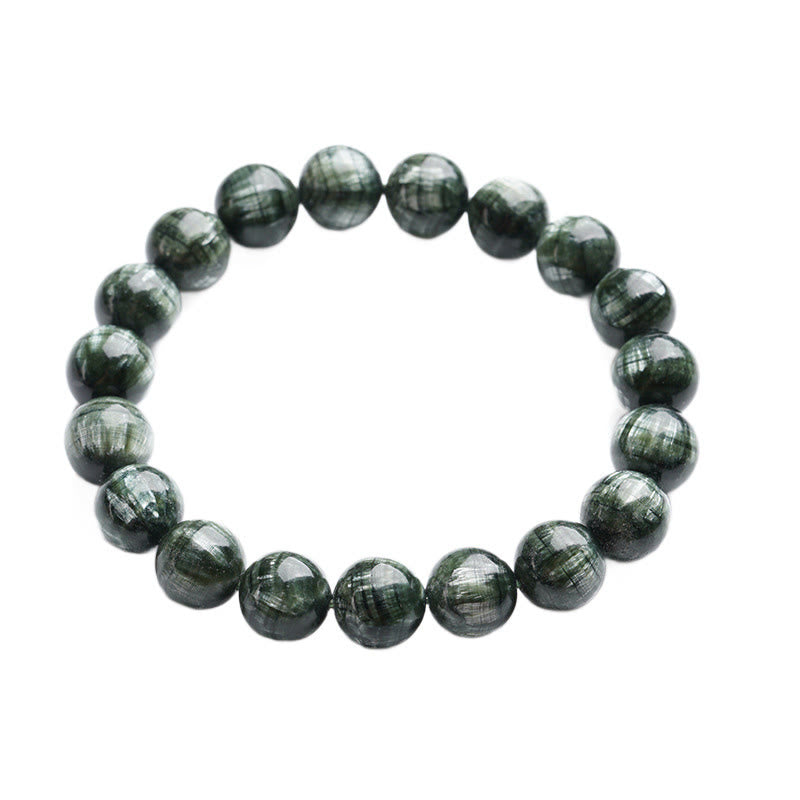 Fortune Jewel Natural Seraphinite Round Emotional Balance Beaded Bracelet - Fortune Jewel