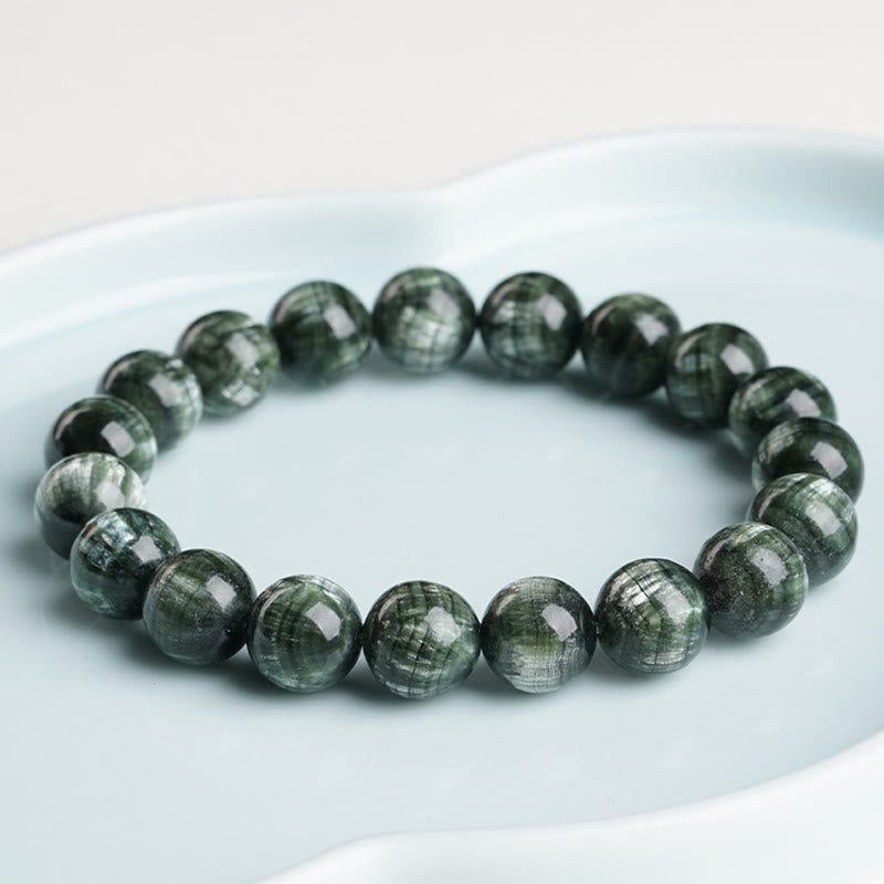 Fortune Jewel Natural Seraphinite Round Emotional Balance Beaded Bracelet - Fortune Jewel