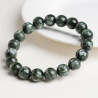 Fortune Jewel Natural Seraphinite Round Emotional Balance Beaded Bracelet - Fortune Jewel