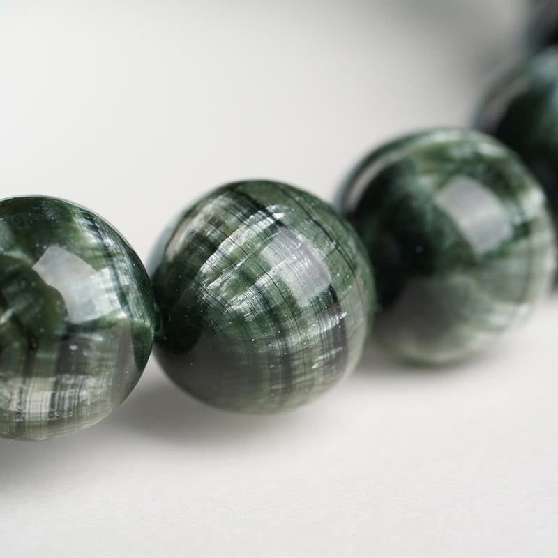 Fortune Jewel Natural Seraphinite Round Emotional Balance Beaded Bracelet - Fortune Jewel