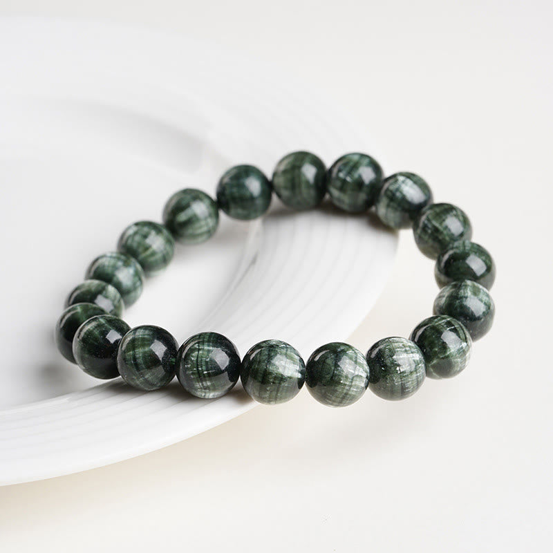 Fortune Jewel Natural Seraphinite Round Emotional Balance Beaded Bracelet - Fortune Jewel